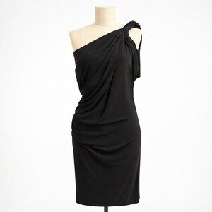 Lanvin Black One-Shoulder Draped Dress